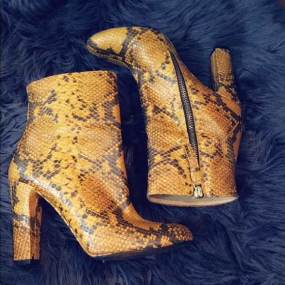 Zara Shoes - Zara mustard yellow snake print booties